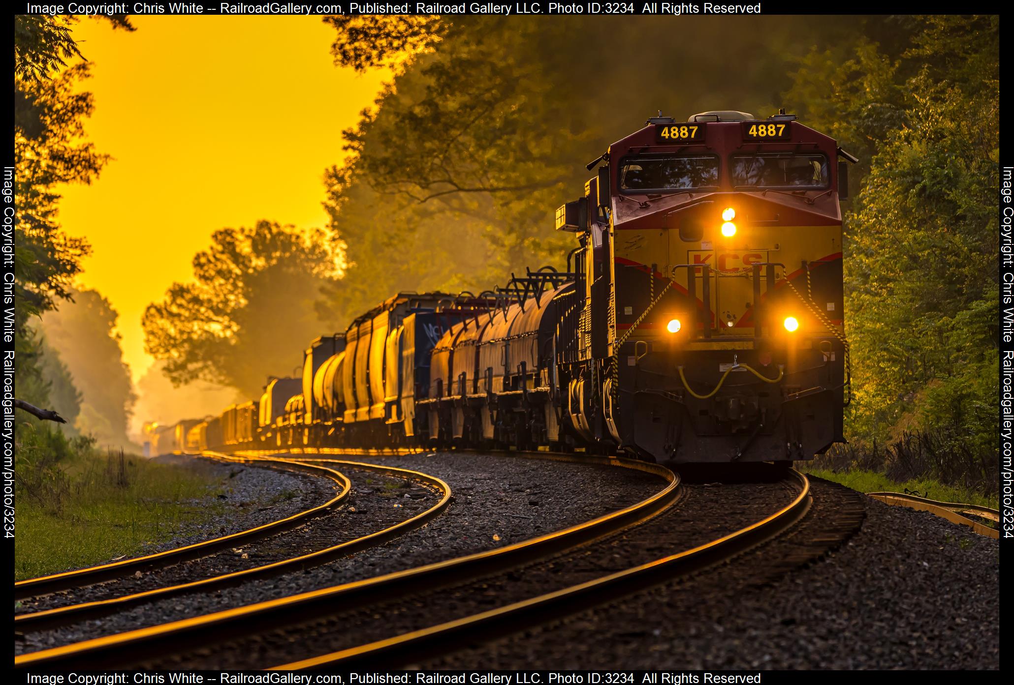 KCS 4887 is a class GE ET44AC and  is pictured in Brandon, Mississippi, USA.  This was taken along the Meridian Subdivision on the CPKC. Photo Copyright: Chris White uploaded to Railroad Gallery on 03/26/2024. This photograph of KCS 4887 was taken on Tuesday, March 26, 2024. All Rights Reserved. 